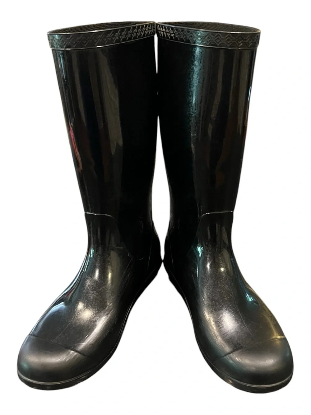 Minimalist Ugg Sienna Glossy Black Waterproof Rain Boots Fur Insole Size 9 Women